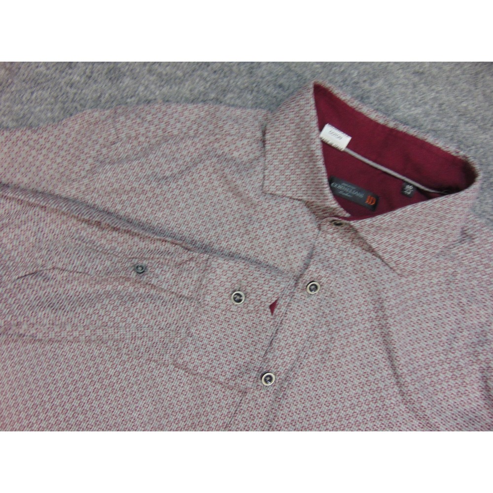 Corneliani ID Button Up Shirt Mens 16x41 Maroon Geometric Made in Italy Luxury